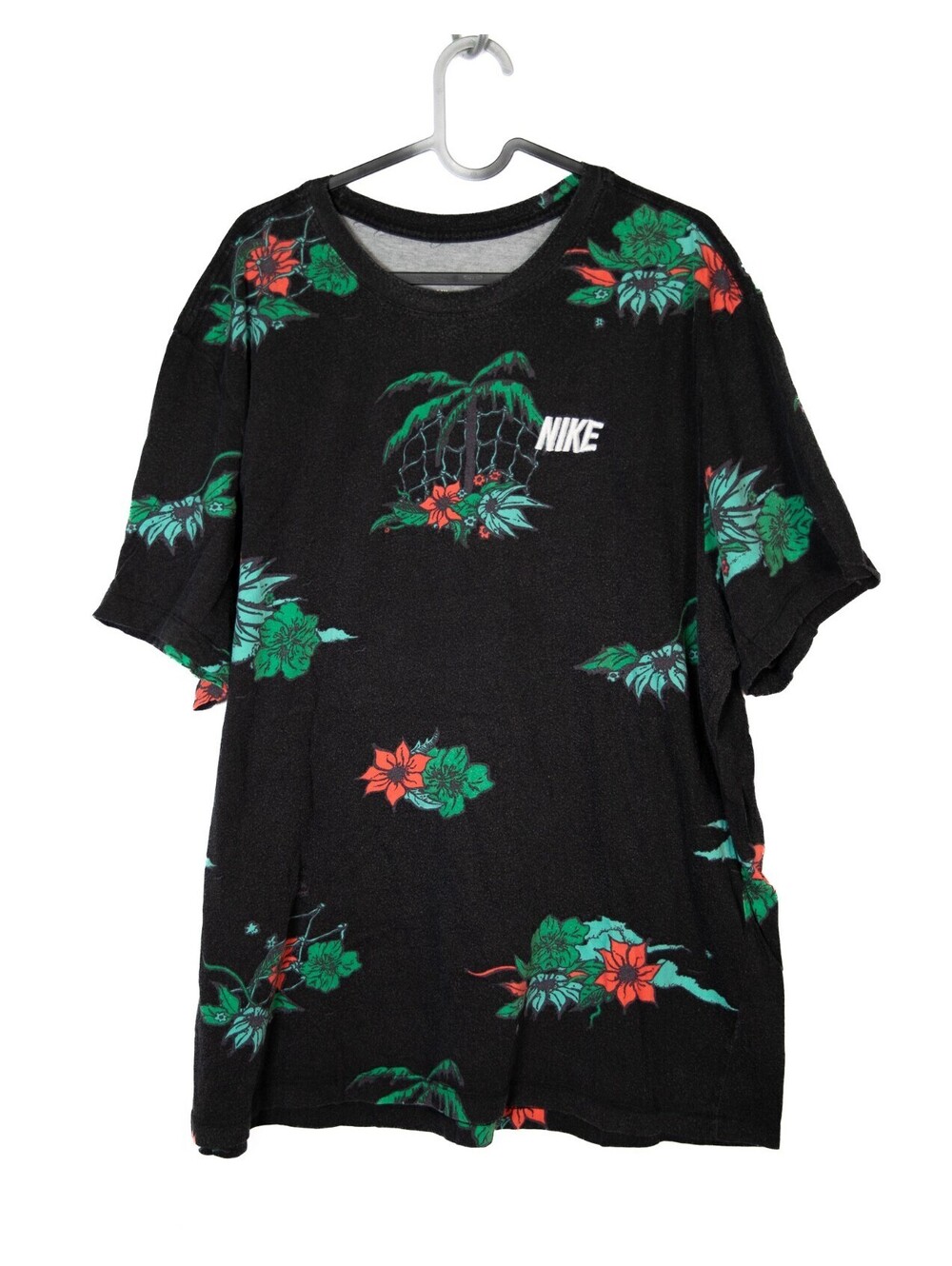 Nike All Over Floral Tropical Graphic T-shirt Black Short Sleeve Men's 2XL